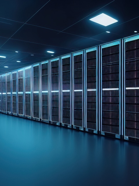 Server Racks Computer Network Security Server Room Data Center D Render Dark Blue Generative Ai